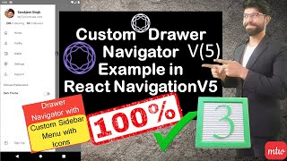 Custom Drawer Navigator in React Navigation v5 Tutorial|React Native Drawer Navigator Example