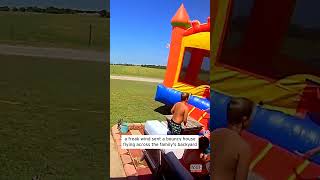 Bouncy House Sent Flying by Powerful Wind #shorts