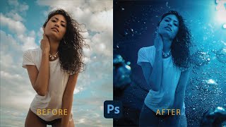 Underwater Effect in Photoshop | Photo Effects | Photoshop Tutorial by adobe in minute