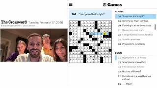 Sibling Crossword Night | NYT New York Times Crossword | Tuesday, February 17, 2026