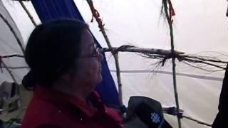 Native Alma Brooks is interviewed by New Brunswick CBC host Harry Forestell