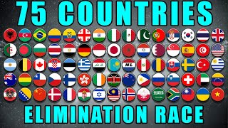 75 Countries Elimination Marble Race in Algodoo \ Marble Race King