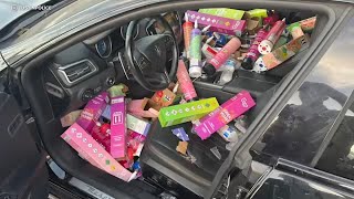 90 canisters of nitrous oxide found inside Maserati in Tustin; driver arrested