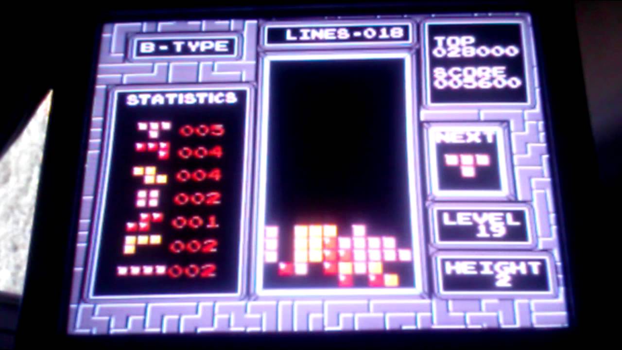 NES Tetris B-Type 19-2 (4 Tetrises) - YouTube