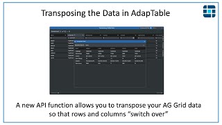 Transposing AG Grid data using AdapTable