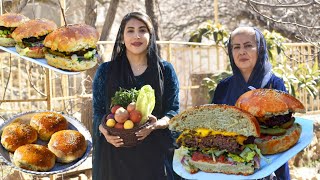 Preparation of the most delicious burger in a country style | Kurdish Vlog