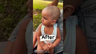 Before \u0026After🤣#baby #shorts #trending #tonsure #mottai#babies