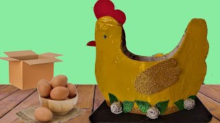 con pocos  MATERIALES, GALLINA PARA HUEVOS hecha de CARTÓN, super fácil.