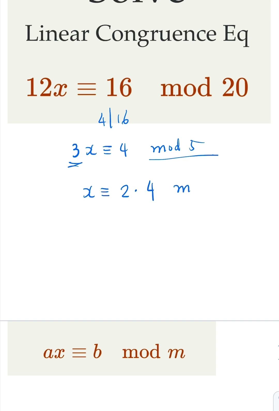 Solving Linear Congruence: A Simple Example! - YouTube