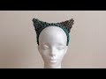 【ジグザグ編み】猫耳付きヘアバンド