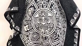 Leos Imports Black Unisex Mexican Adult Aztec Calendar Poncho