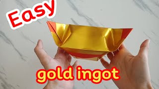 How to make origami easy gold ingot | Tutorial paper folding sycee | พับกระดาษทองไหว้บรรพบุรุษ