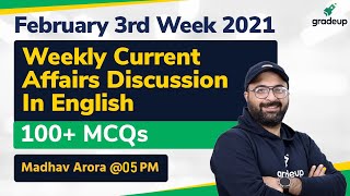 Top 75+ Weekly Current Affairs MCQs | February 3rd Week 2021 | All Bank Exams | Madhav sir | Gradeup