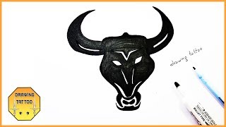 How to draw a black Bull tattoo design
