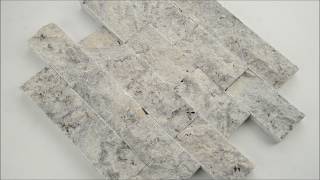 Silver Travertine 2x4 Split Face Travertine Mosaic - 101408988