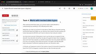Explore flat and nested data types in BigQuery
