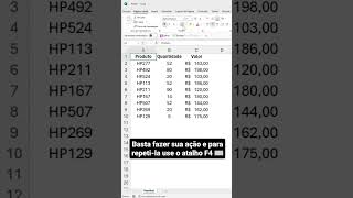 Como repetir ações dentro do Excel? | #shorts