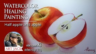 Watercolor Basics Painting Tutorial - Half apple and apple (Color mix tutorial) ART JACK