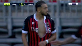 Amine Gouiri rips jersey after missing a penalty kick