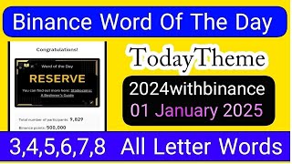 Binance Word of the day answer today | Theme #2024withbinance | Binance Crypto WODL Answers Today