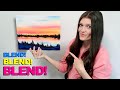 HOW TO BLEND ACRYLIC PAINT on Canvas for Beginners 🎨 A Pretty Sunset Sky!