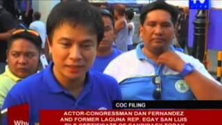 Actor-Congressman Dan Fernandez and former Laguna Rep. Egay San Luis file COC