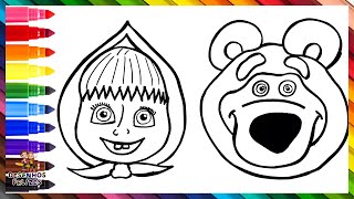 Desenhar E Colorir Masha E O Urso 👧🏼🐻 Desenhos Para Crianças