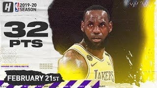 LeBron James 32 Points Full Highlights | Grizzlies vs Lakers | February 21, 2020