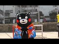 福岡ファン感謝祭。くまモン朝礼台からよろけ落ちびっくり ^▽^