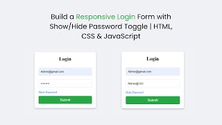 Build a Responsive Login Form with Show/Hide Password Toggle | HTML, CSS & JavaScript