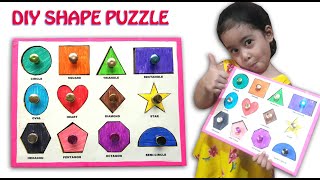 DIY Learning Materials for kids |SHAPES PUZZLE MADE OF CARDBOARD | LEARN SHAPES | Best of Waste