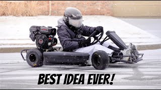 Go Kart Drifting In The Snow! (Predator Harbor Freight 212cc Engine Go Kart)