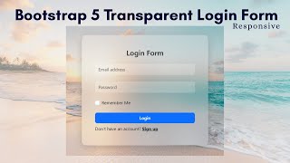Responsive Login Form with BOOTSTRAP 5 | Transparent Login form with Glass & hover Effect