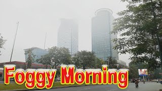 Foggy Morning Ride Through Phnom Penh City | February 2, 2025 | Urban Fogscape and Building Views