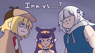 【Hololive Animated Clip】Would Ina Fight Ame or Gura?