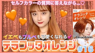 【市販セルフヘアカラー】 みんなからの質問に答えながらに人生初めてのオレンジヘアに大変身したよ！！！🍊🧡【テラコッタオレンジ】