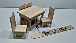 DIY Miniature Dining Table Set | Popsicle Stick Craft Ideas