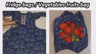 Fridge storage bag cuttings \u0026 Stitching 🛍/फ्रिजमधील भाजीची पिशवी/   घरच्या घरी बनवा बाजारासाठी पिशवी