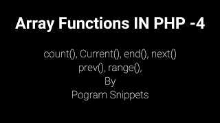 Array Functions IN PHP - 4