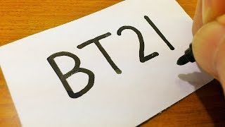 Very Easy ! How to draw BT21（BTS＆LINE FRIENDS）using how to turn words into a cartoon