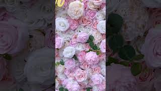 White Pink Rose Peony Eucalyptus Leaves Cloth Base 5D Flower Wall Outdoor Wedding #diy #flowers