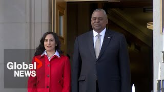 US Defense Sec. welcomes Canadian Minister of National Defence to the Pentagon with honour cordon