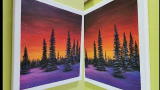 Easy Sunset painting For  Beginners / Landscape Acrylic Painting# 58