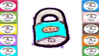 How to Draw a Lock for Kids / Pen Drawing and Color Pencil