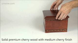 Cherry Wood Cremation Urn with Art Carving