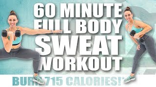 60 Minute FULL BODY SWEAT WORKOUT 🔥BURN 715 CALORIES!* 🔥with Sydney Cummings