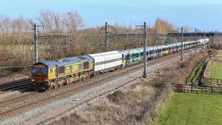 GBRf 66748 + 66757 drag ex-Heathrow Express Class 332s through Denchworth 02/02/2021