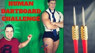The HUMAN DARTBOARD CHALLENGE *Extreme Pain* | Bodybuilder VS Throwing Darts