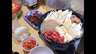 【宅飲み動画】すき焼きと鶏のつくね【昨日の晩酌】