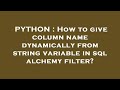 PYTHON : How to give column name dynamically from string variable in sql alchemy filter?